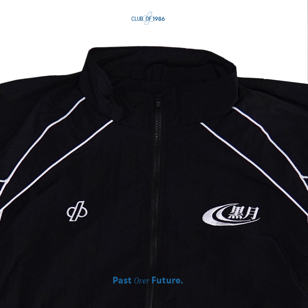 CLUB of 1986 KUROTSUKI TRACKTOP JACKET / RETRO MONOCHROME NYLON WINDBREAKER