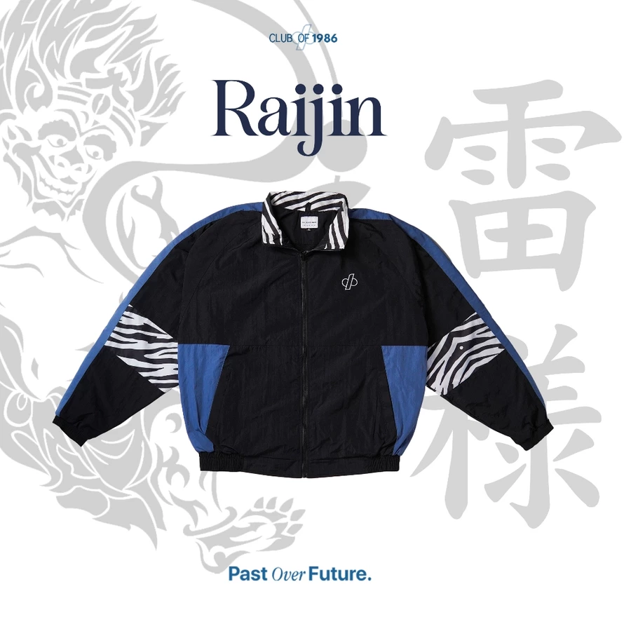 RAIJIN Club of 1986 Nylon Vintage Jacket / Jaket Retro Oversize Colorblock Motif Tiger
