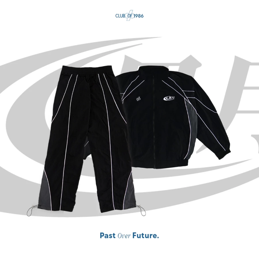 KUROTSUKI CLUB of 1986 TRACKPANTS / CELANA NYLON TRAINING RETRO MONOCHROME TRACKSUIT NYLON PANTS