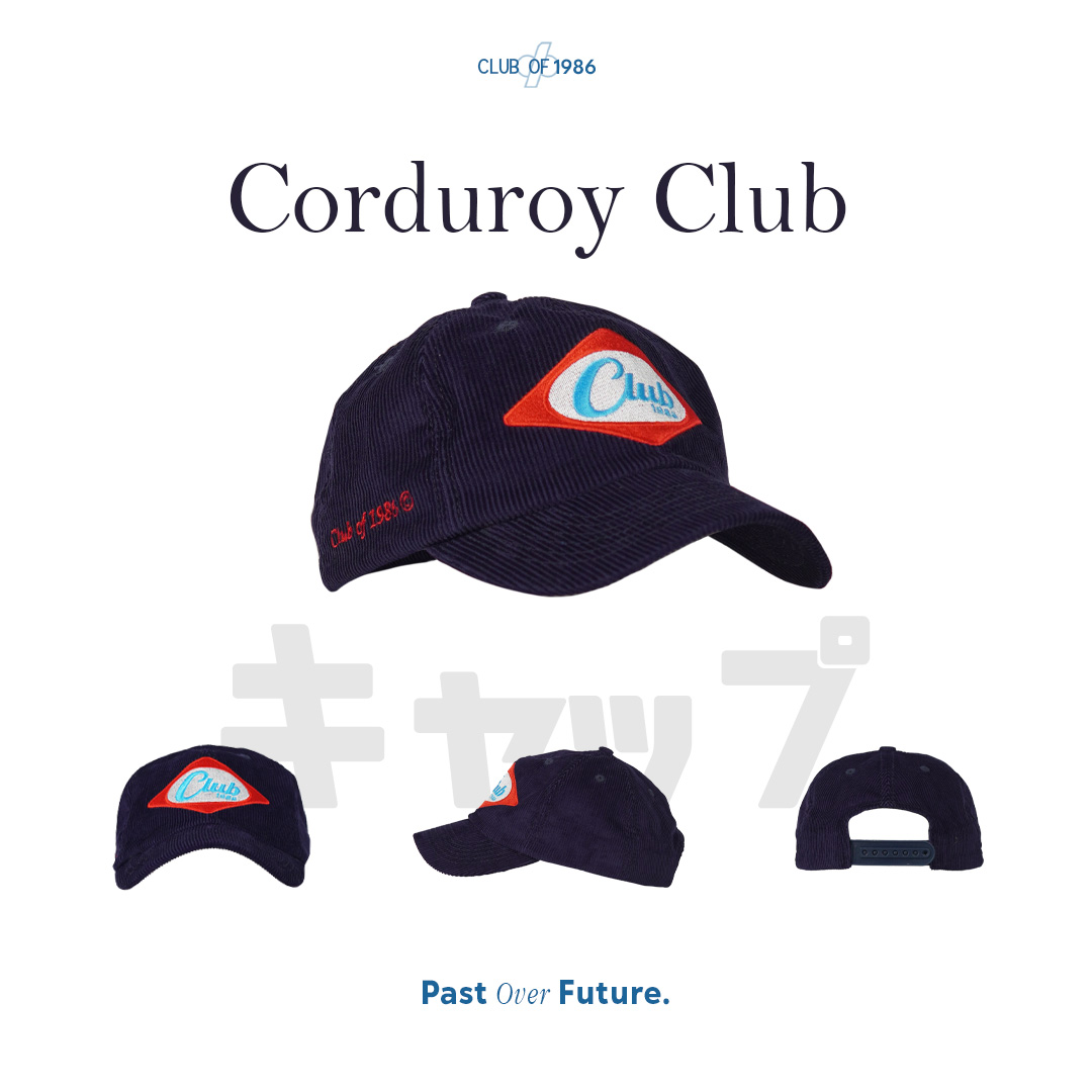 1986 Navy Corduroy Club Cap - Topi Baseball Retro Classic Korduroi Hat