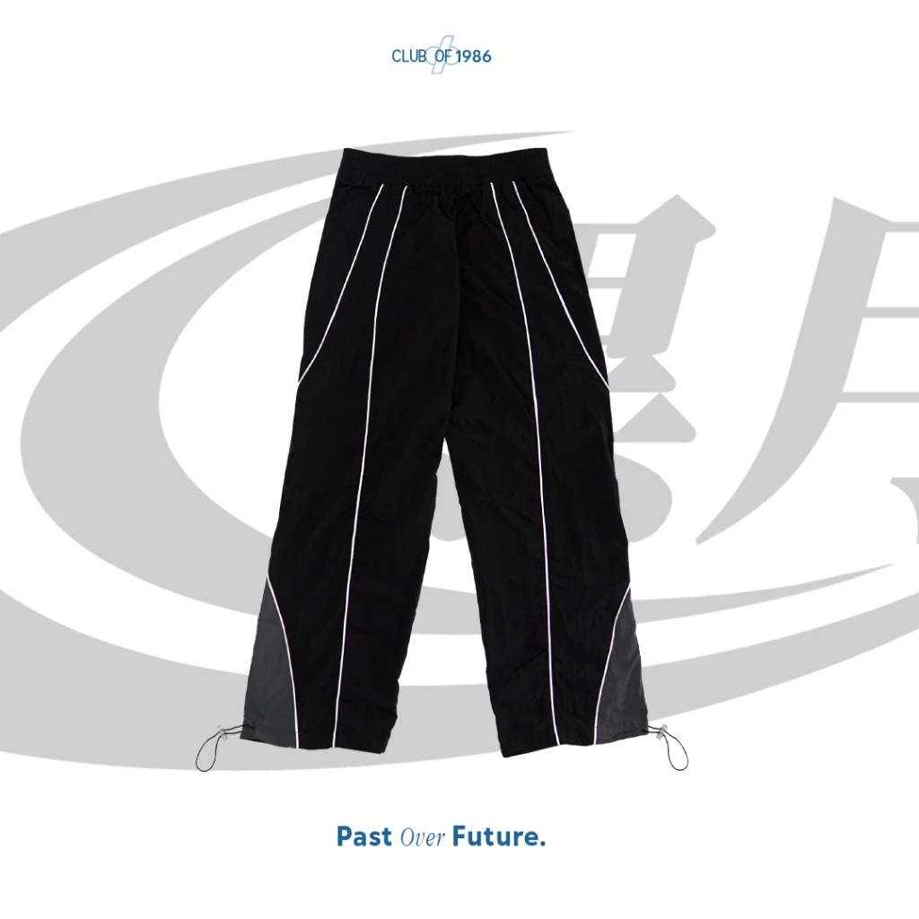 KUROTSUKI CLUB of 1986 TRACKPANTS / CELANA NYLON TRAINING RETRO MONOCHROME TRACKSUIT NYLON PANTS