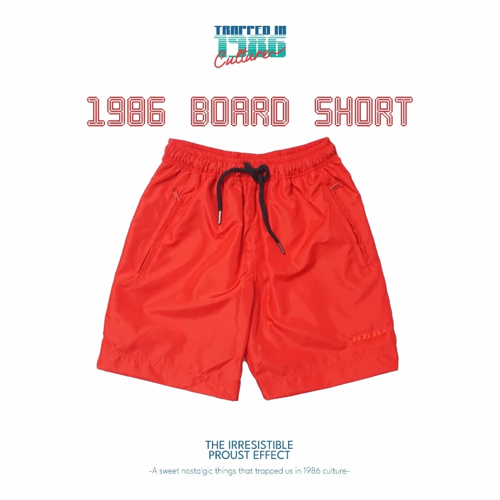 Cherry Red Retro Short Pants 1986 / Celana Pendek Board Short Vintage Merah