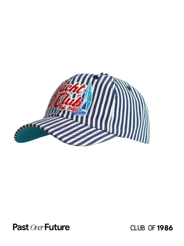 Club of 1986 Vintage Baseball 6 Panel Cap / Yacht Club Topi Strip Retro Unik