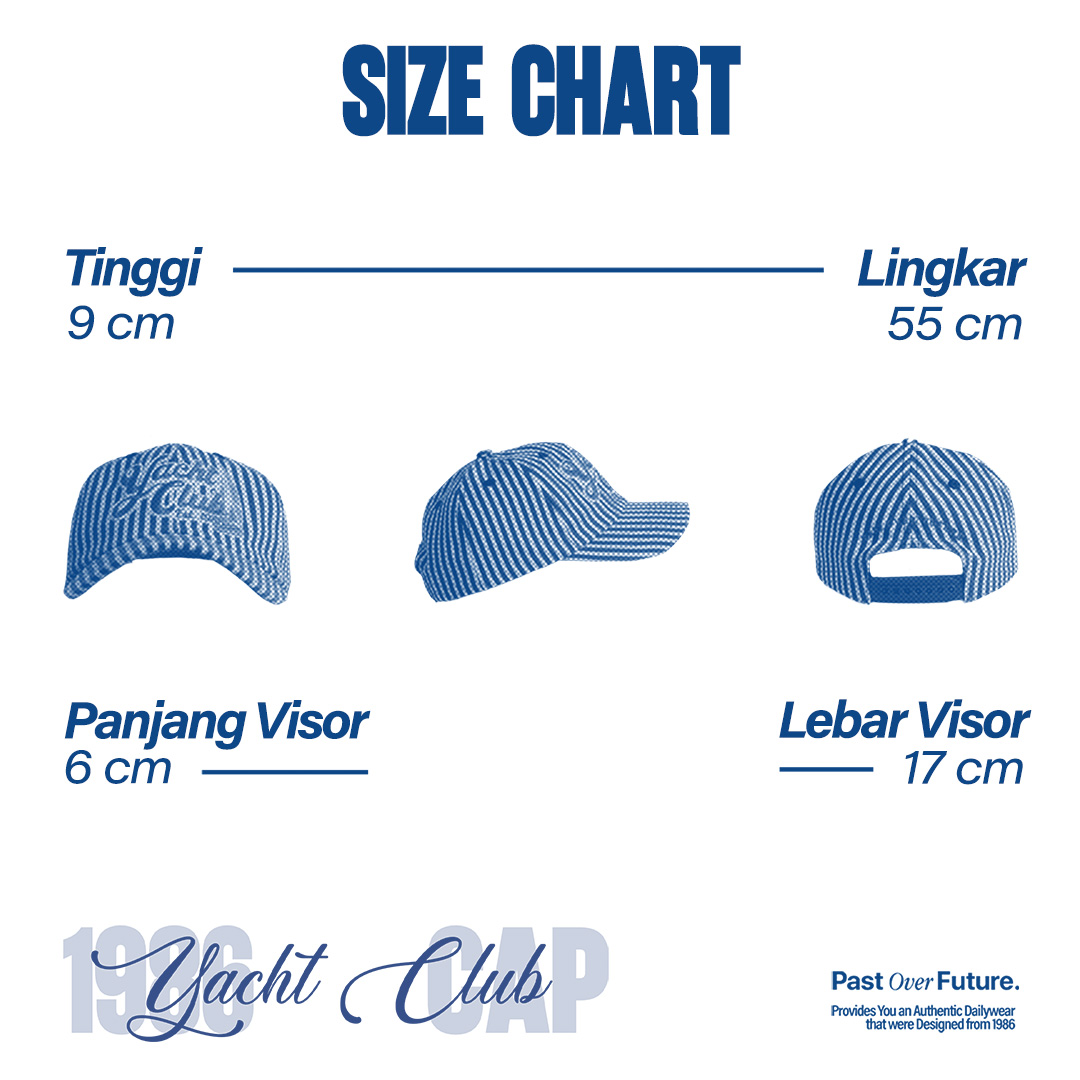 Club of 1986 Vintage Baseball 6 Panel Cap / Yacht Club Topi Strip Retro Unik