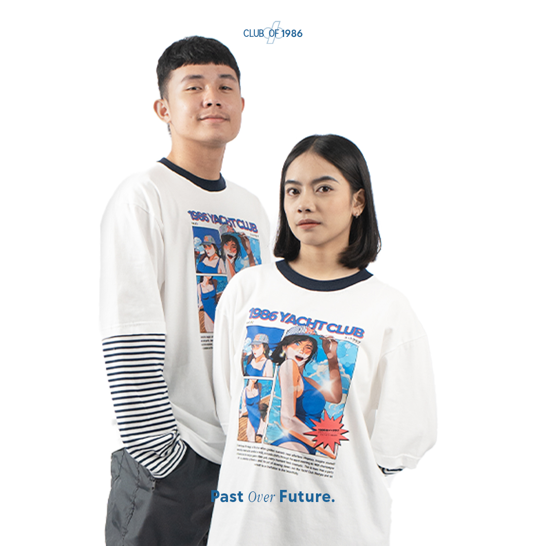 CLUB OF 1986 YACHT LONG SLEEVE LAYER STRIPED SHIRT / Kaos Retro Vintage Lengan Panjang Strip Bergaris